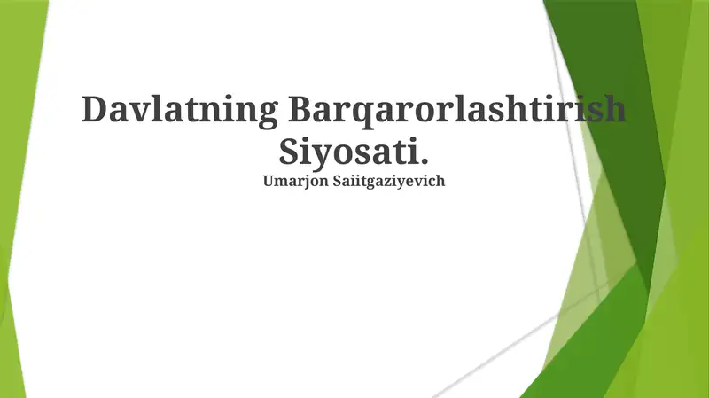 Davlatning Barqarorlashtirish Siyosati