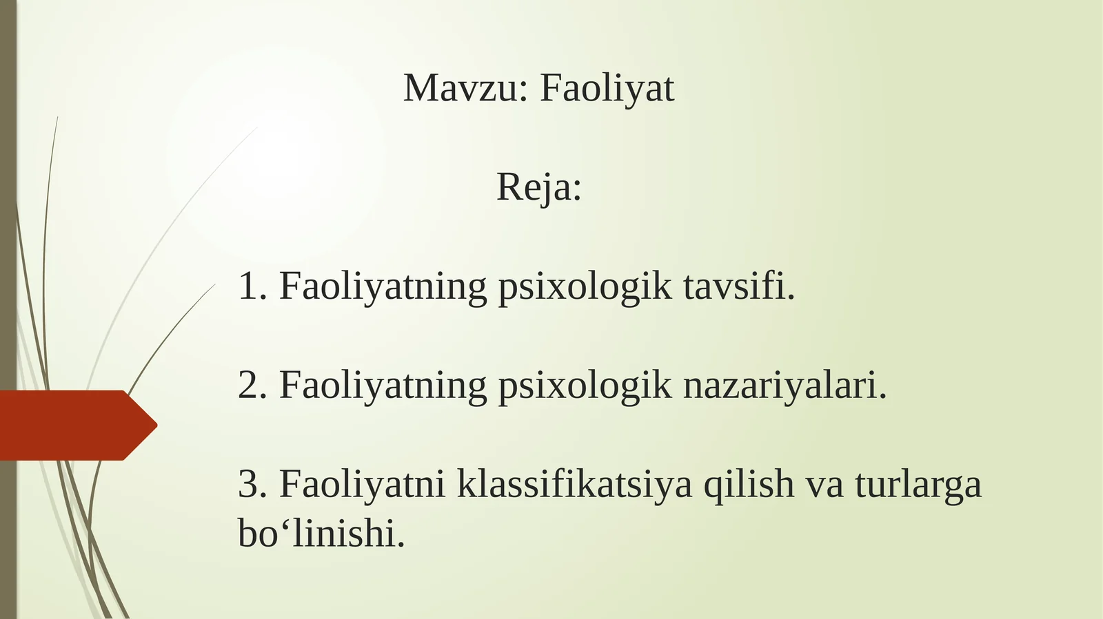 Faoliyatning psixologik tavsifi