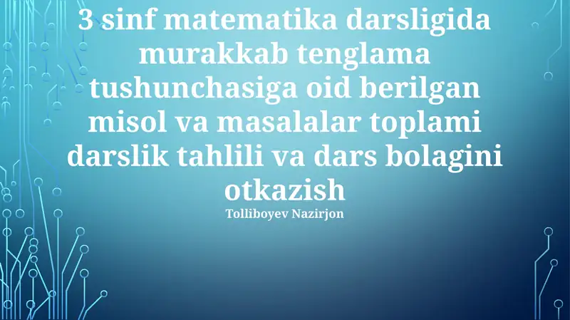 3-sinf Matematika Darsligi