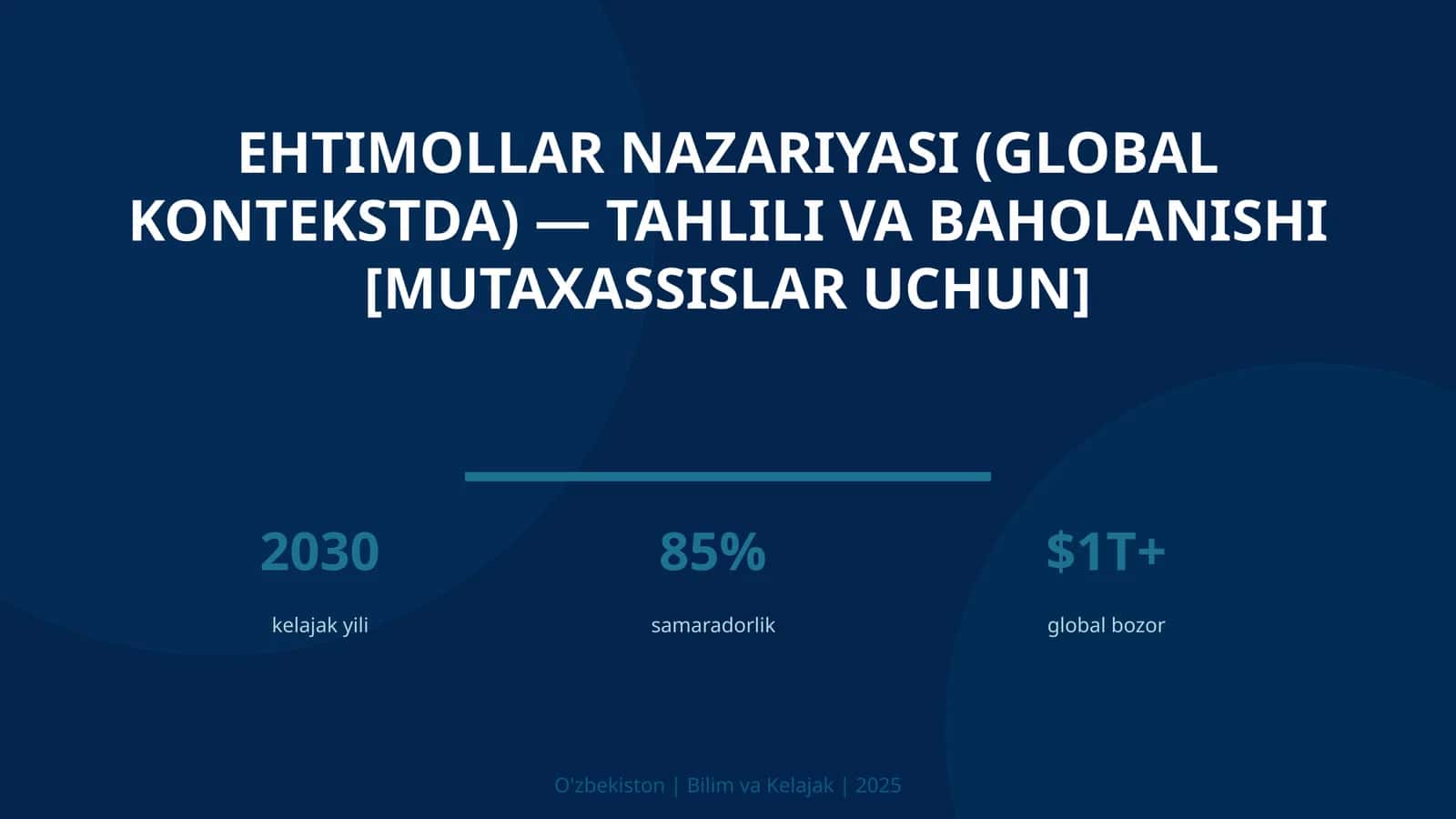 Ehtimollar nazariyasi (global kontekstda) — tahlili va baholanishi [mutaxassislar uchun]