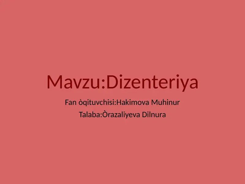 Dizenteriya