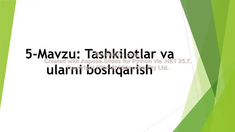 Tashkilotlar va ularni boshqarish