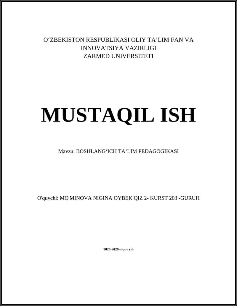 Boshlang'ich ta'lim pedagogikasi