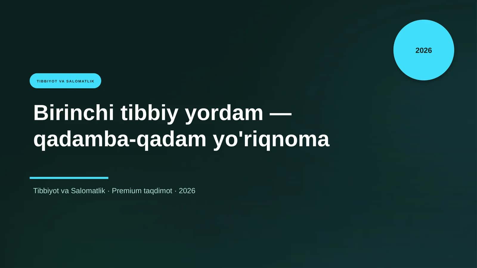 Birinchi tibbiy yordam — qadamba-qadam yo'riqnoma