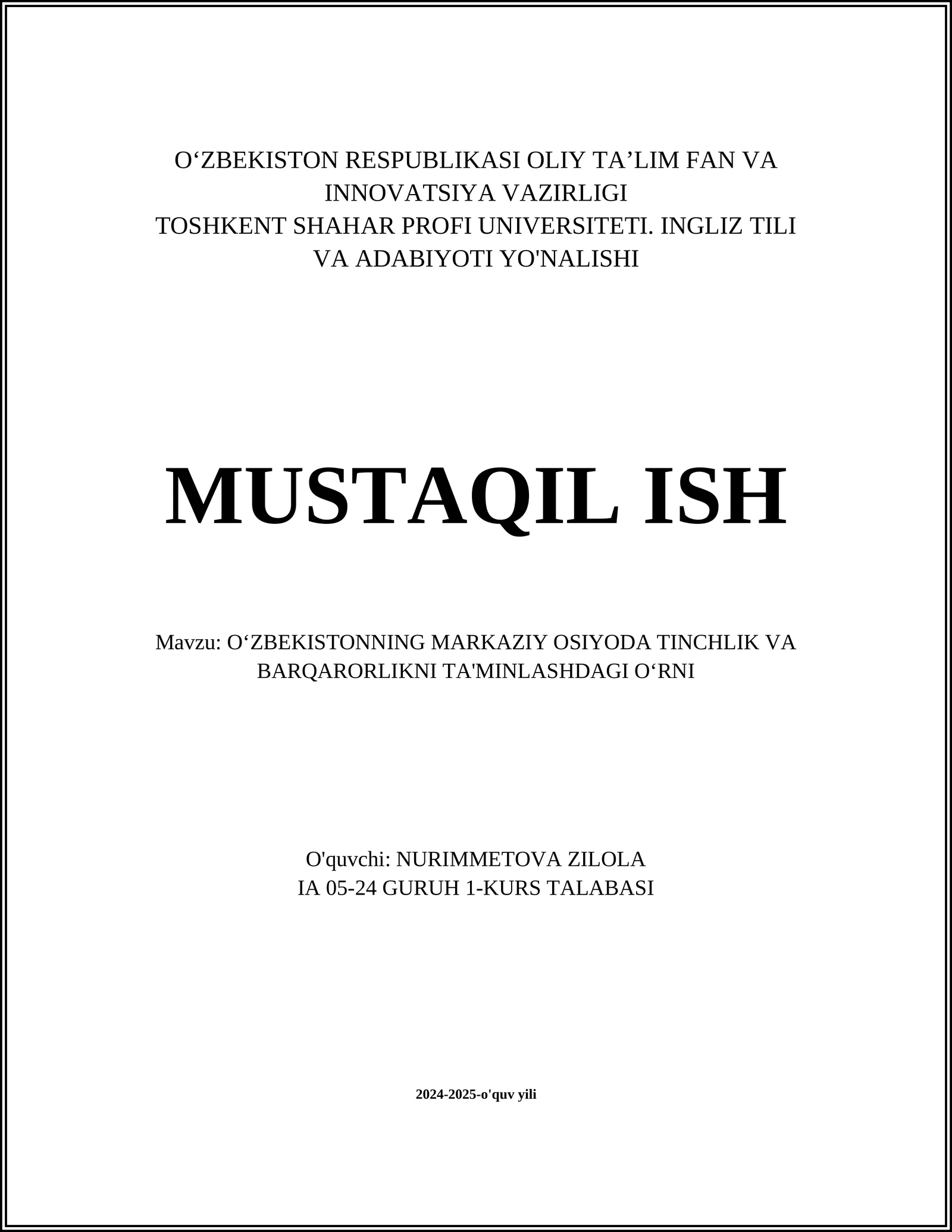 Oʻzbekistonning Markaziy Osiyo geosiyosiy mavqeasi