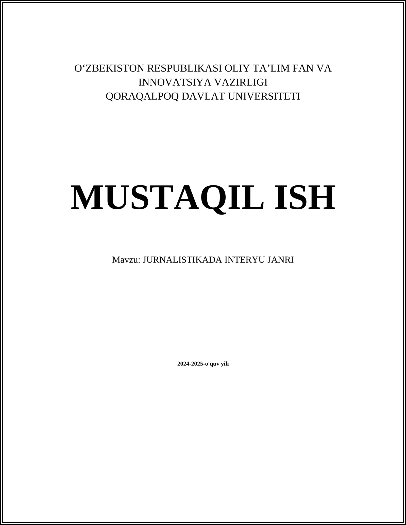 JURNALISTIKADA INTERYU JANRI