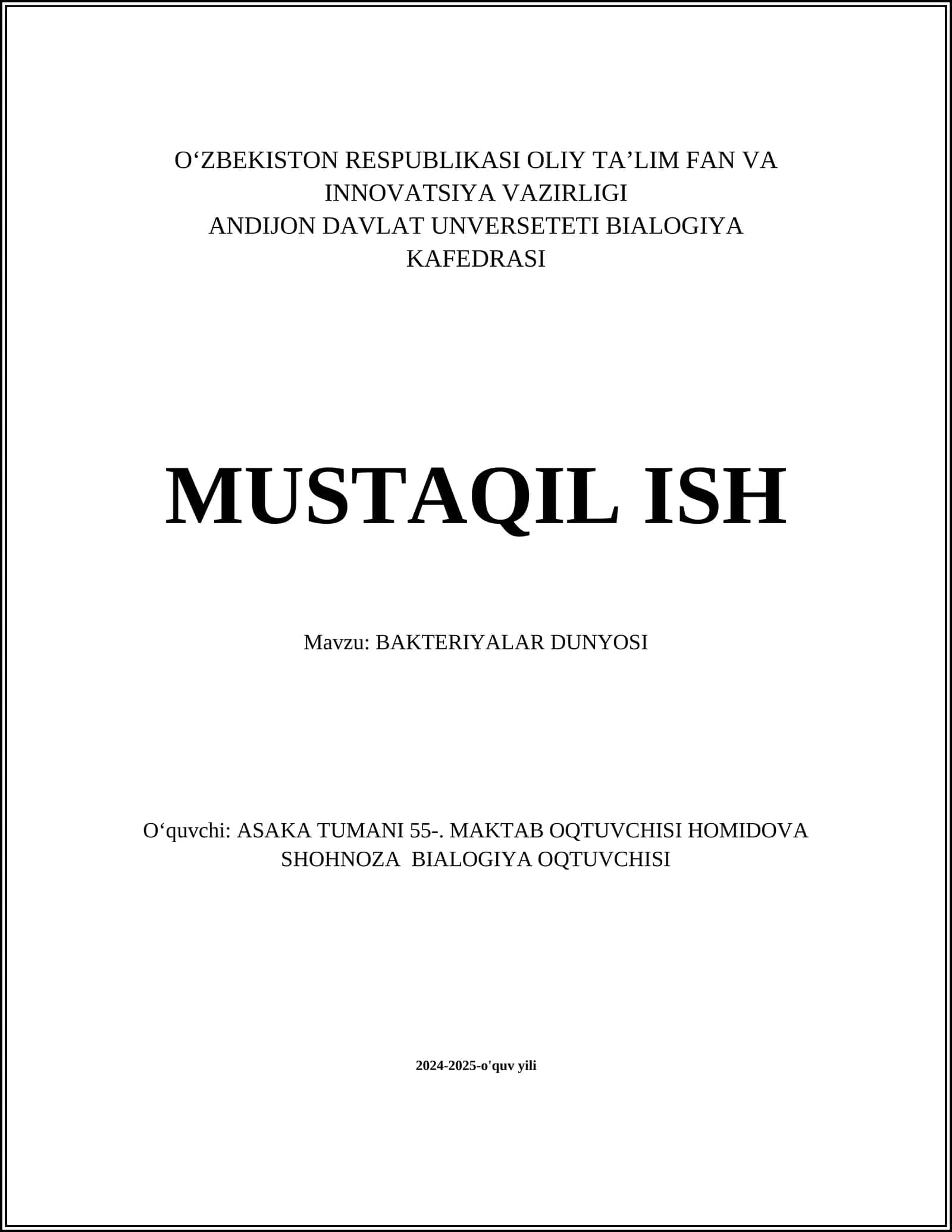 BAKTERIYALAR DUNYOSI