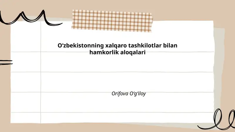 Oʻzbekistonning xalqaro tashkilotlar bilan hamkorlik aloqalari