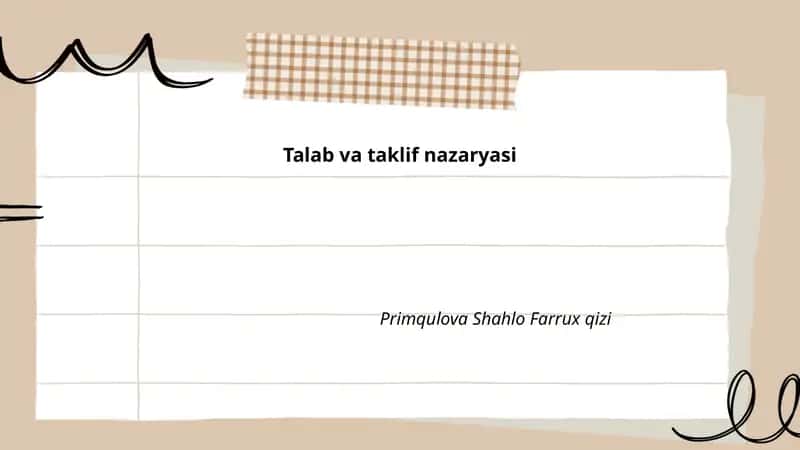 Talab va taklif nazaryasi