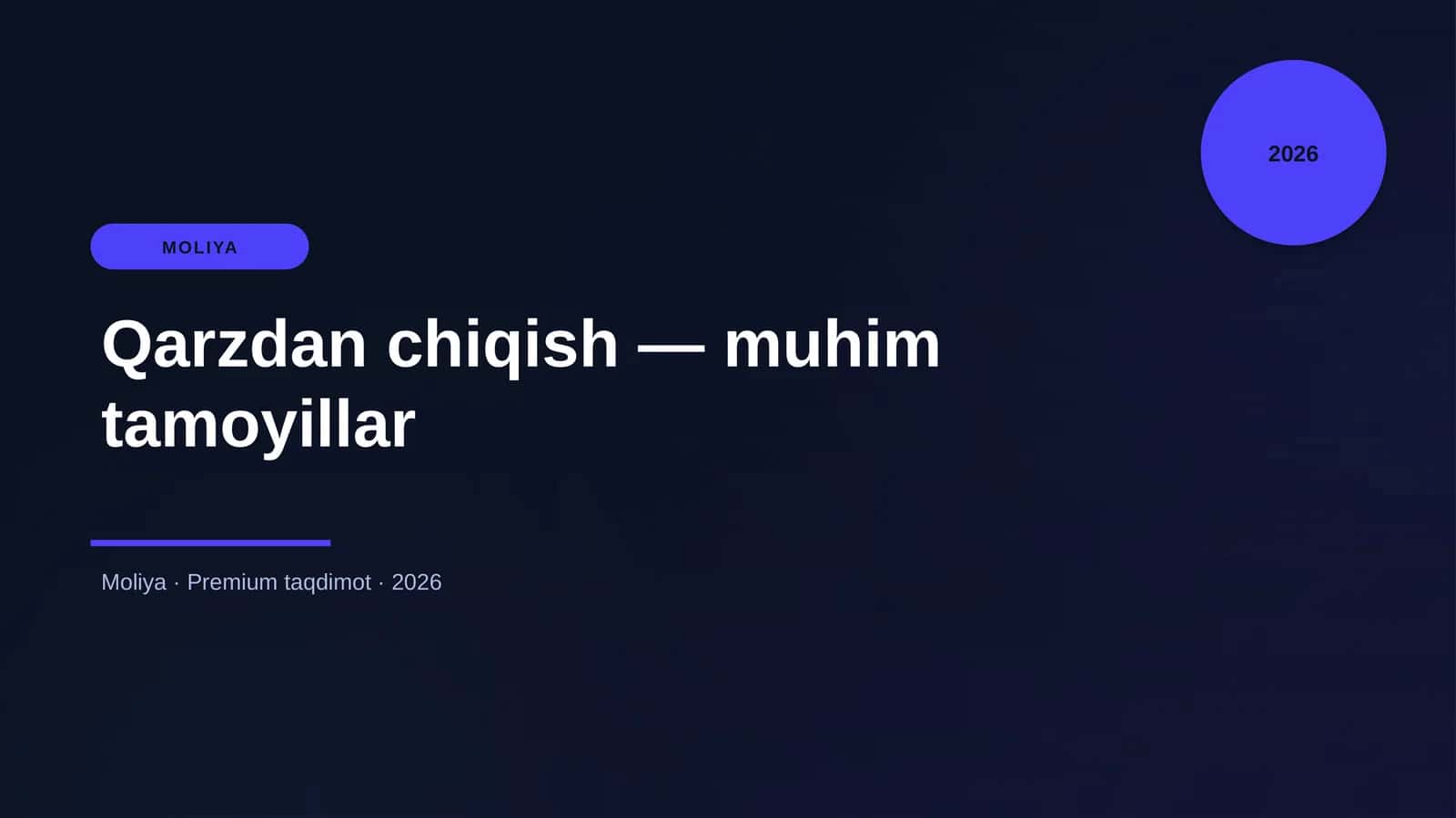 Qarzdan chiqish — muhim tamoyillar