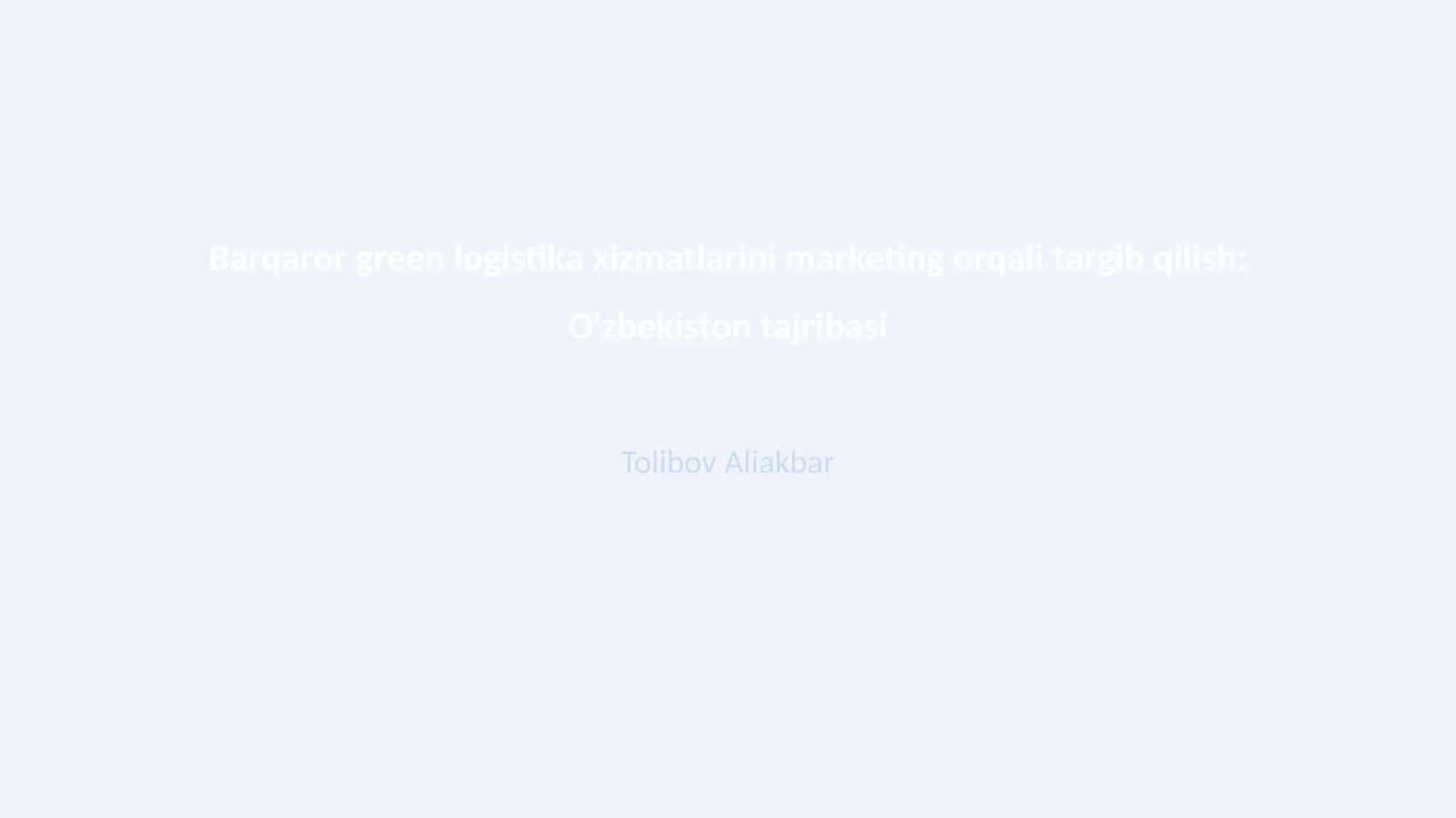 Barqaror green logistika xizmatlari