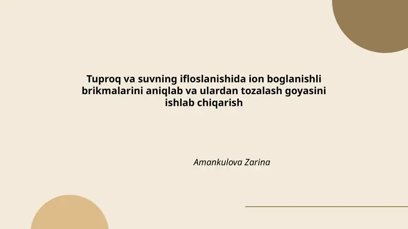 Ion Bog‘lanishli Birikmalarini Tozalash Goyasi