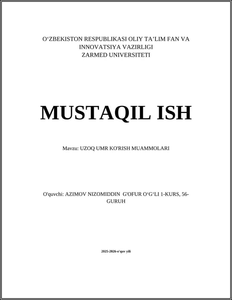 UZOQ UMR KO'RISH MUAMMOLARI