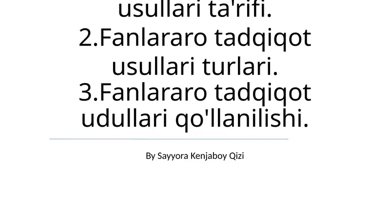 Fanlararo tadqiqot usullari
