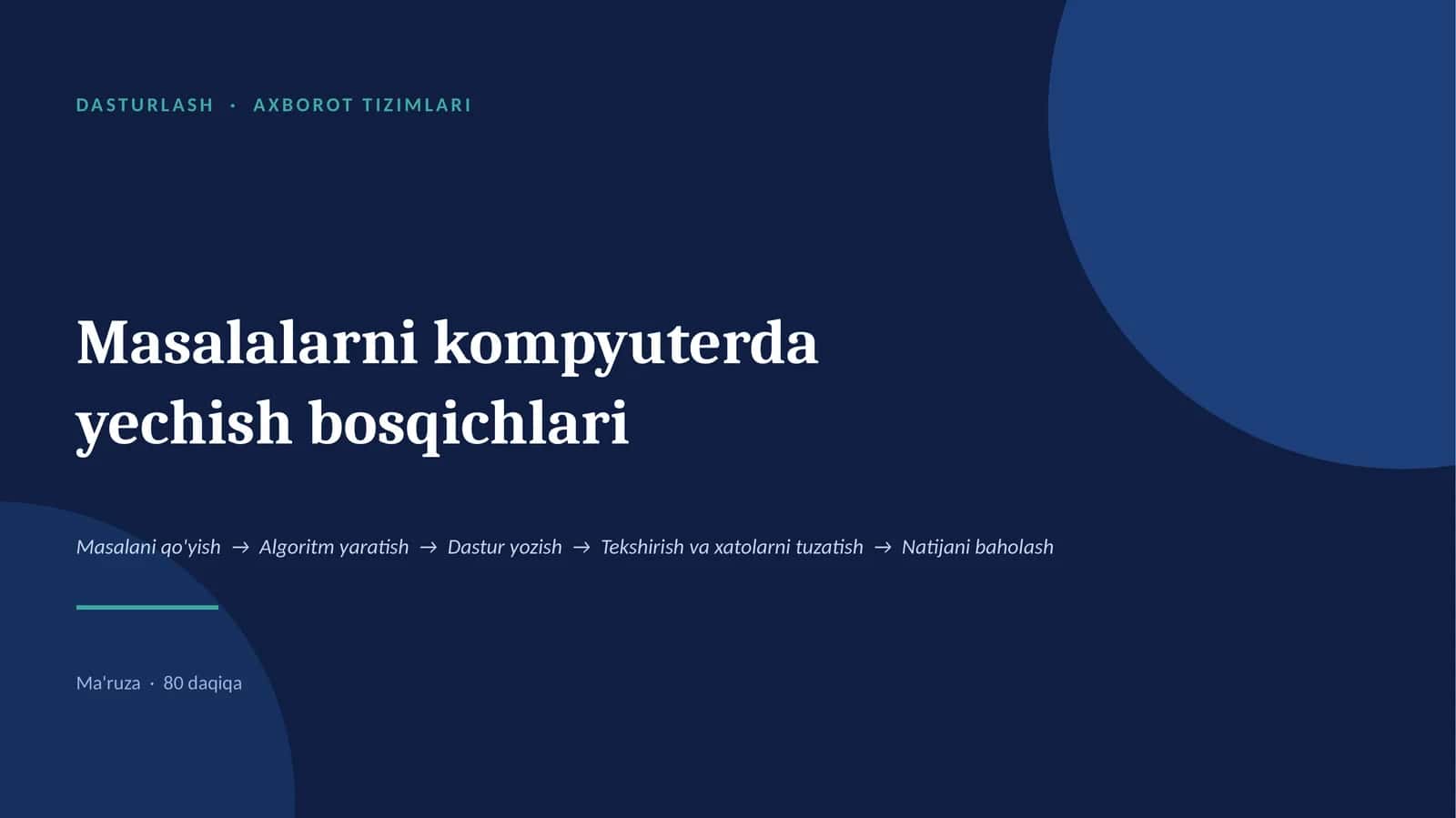 DASTURLASH· AXBOROTTIZIMLARI