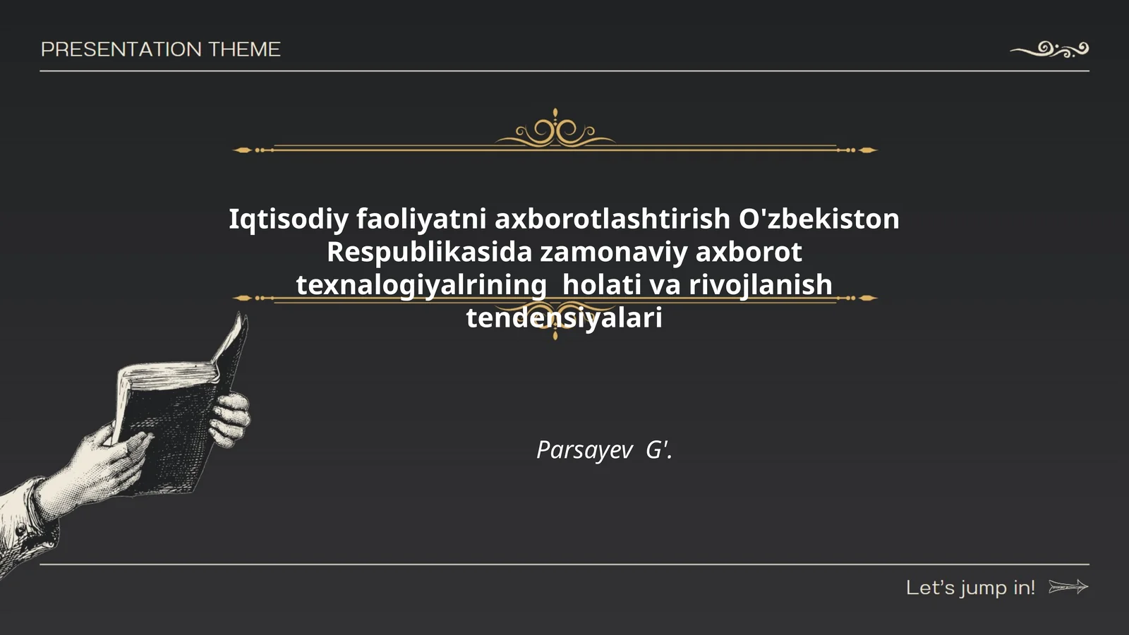 Iqtisodiy faoliyatni axborotlashtirish O'zbekiston Respublikasida zamonaviy axborot texnalogiyalrining holati va rivojlanish tendensiyalari