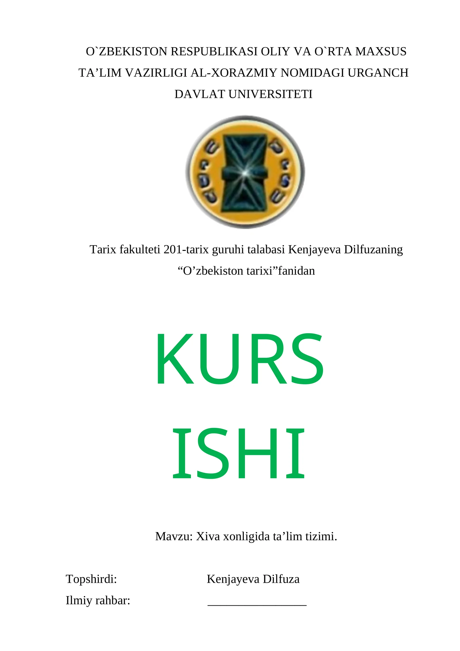 Xiva xonligida ta’lim tizimi
