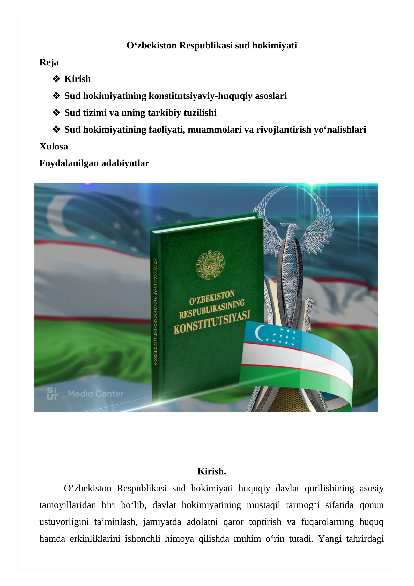 O‘zbekiston Respublikasi sud hokimiyati
