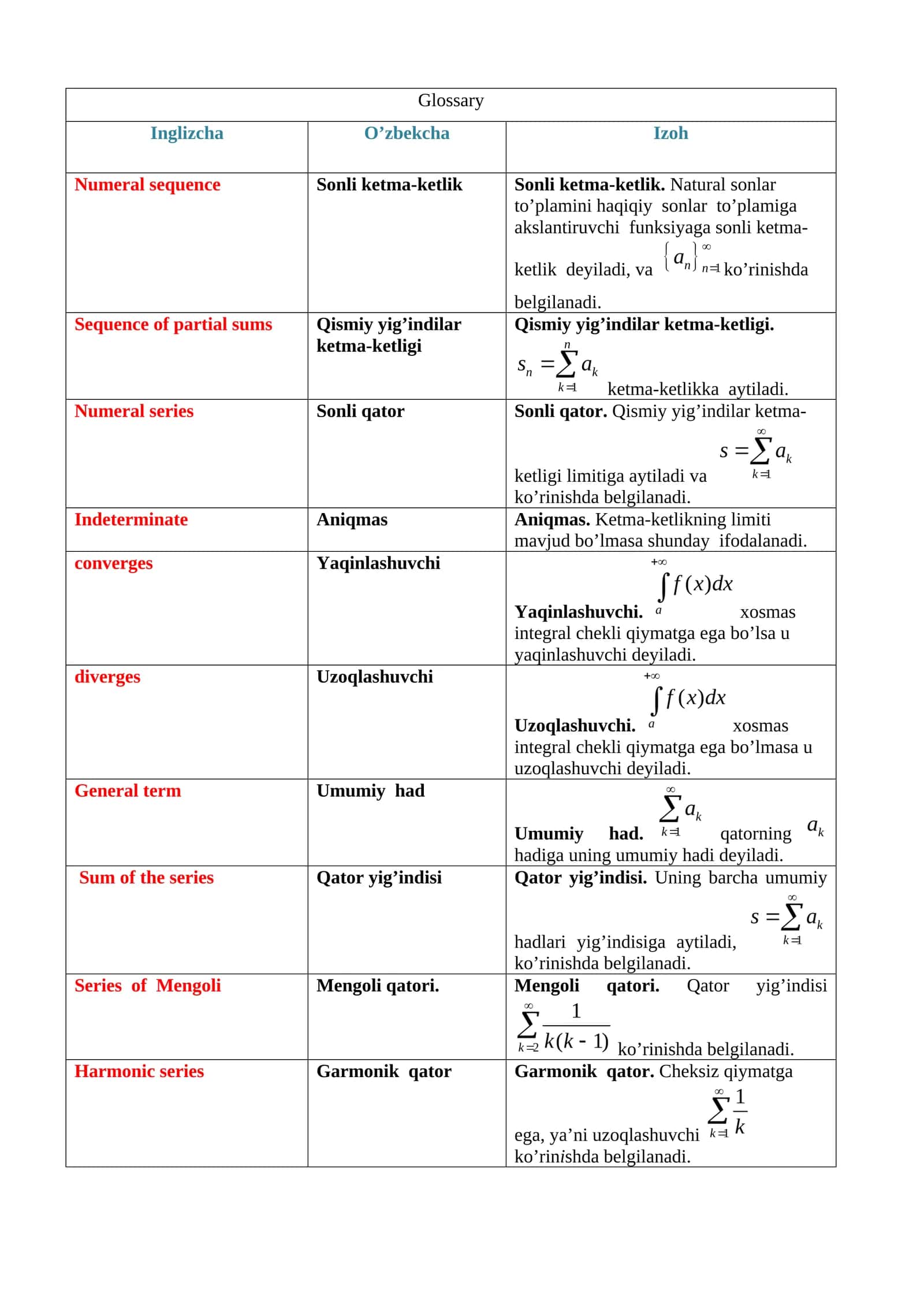 Numeral sequence
