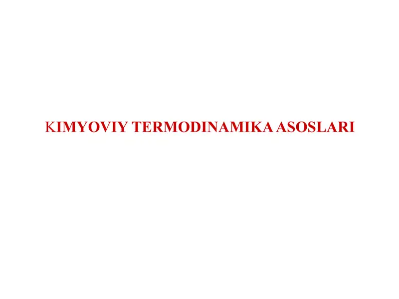 Kimyoviy termodinamika asoslari