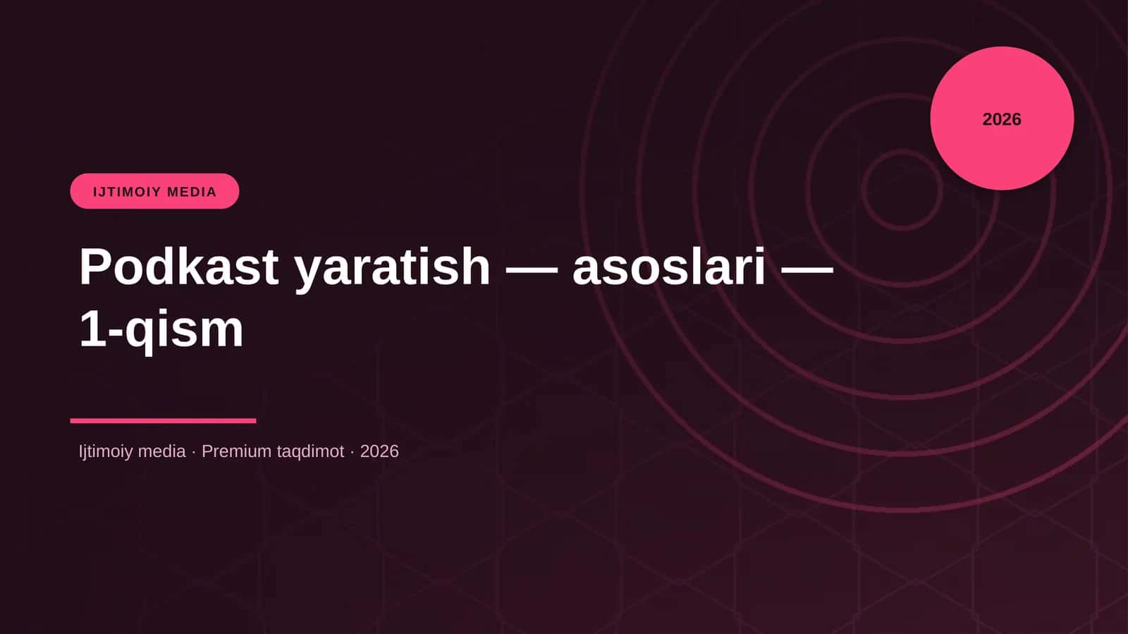 Podkast yaratish — asoslari — 1-qism