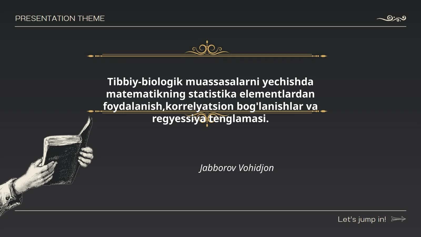 Tibbiy-biologik muassasalarni yechishda matematikning statistika elementlardan foydalanish, korrelyatsion bog'lanishlar va regyessiya tenglamasi
