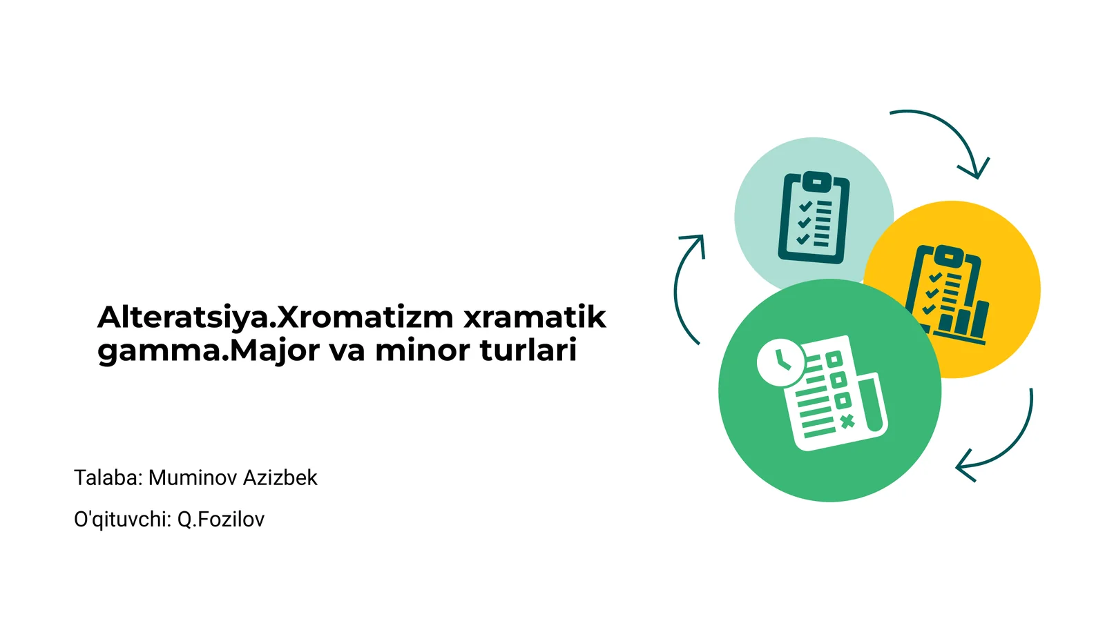 Alteratsiya.Xromatizm xramatik gamma.Major va minor turlari