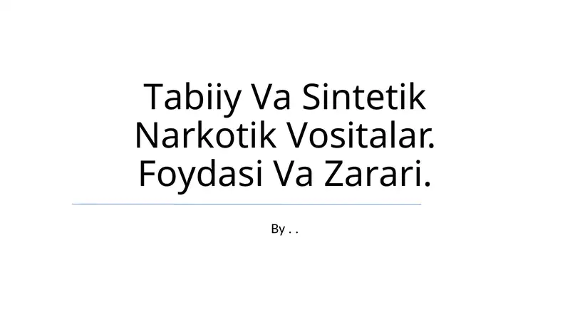 Tabiiy Vа Sintetik Nаrkоtik Vоsitаlаr