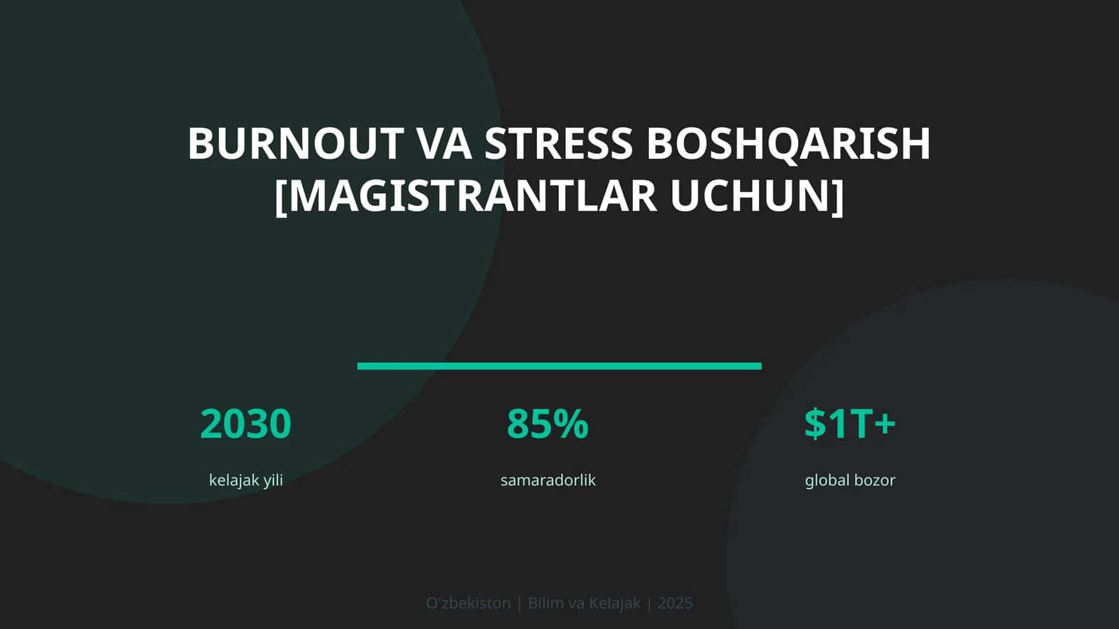 Burnout va stress boshqarish [magistrantlar uchun]
