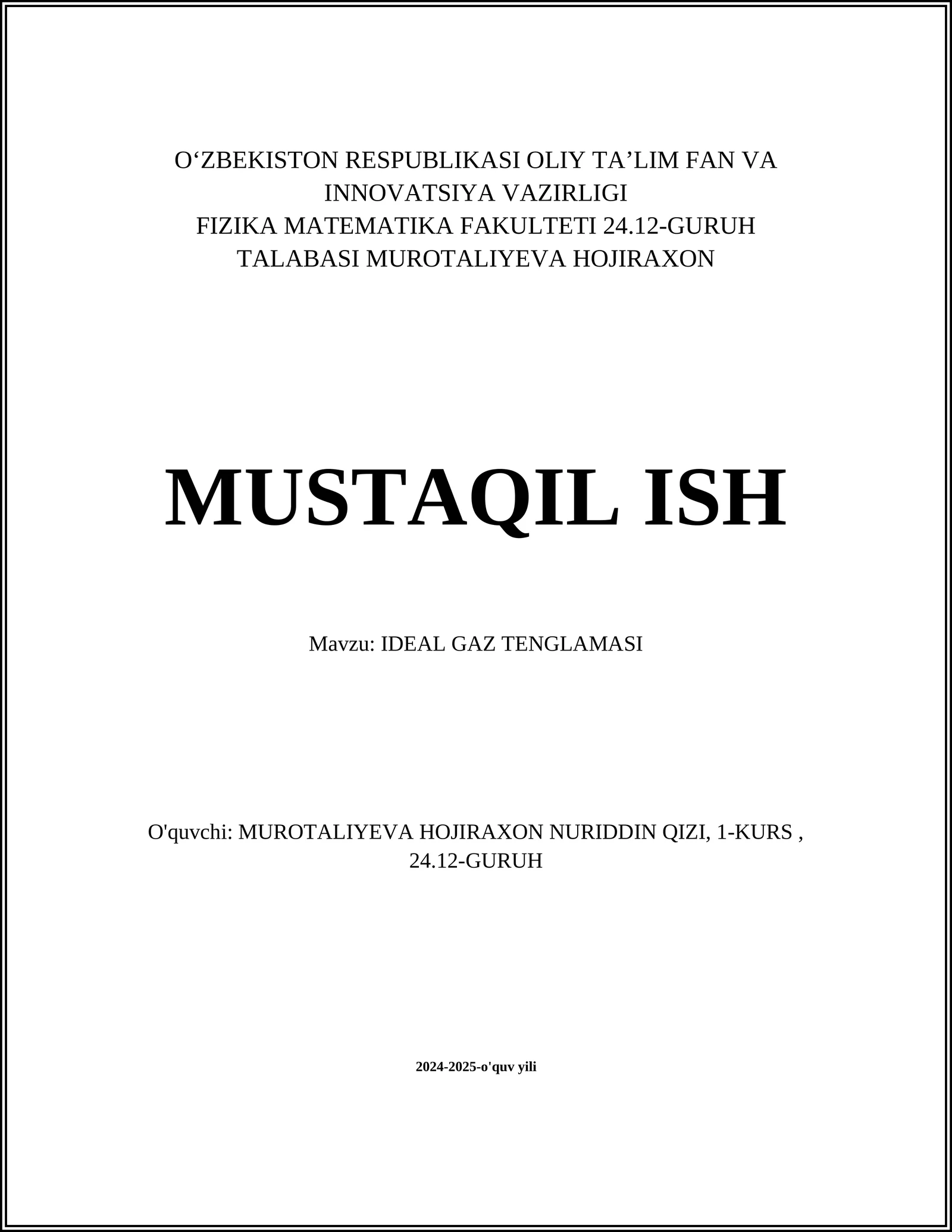 IDEAL GAZ TENGLAMASI