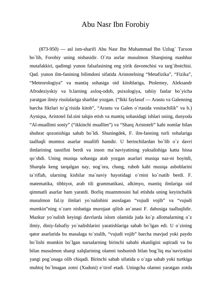 Abu Nasr Ibn Forobiy