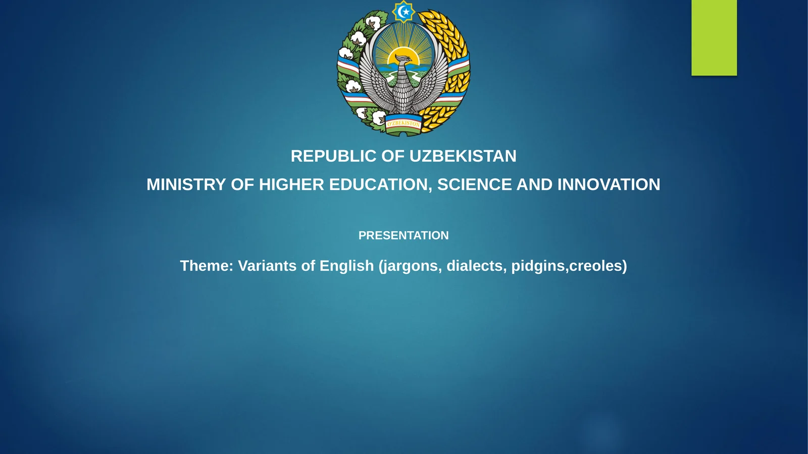 Presentation on Variants of English
