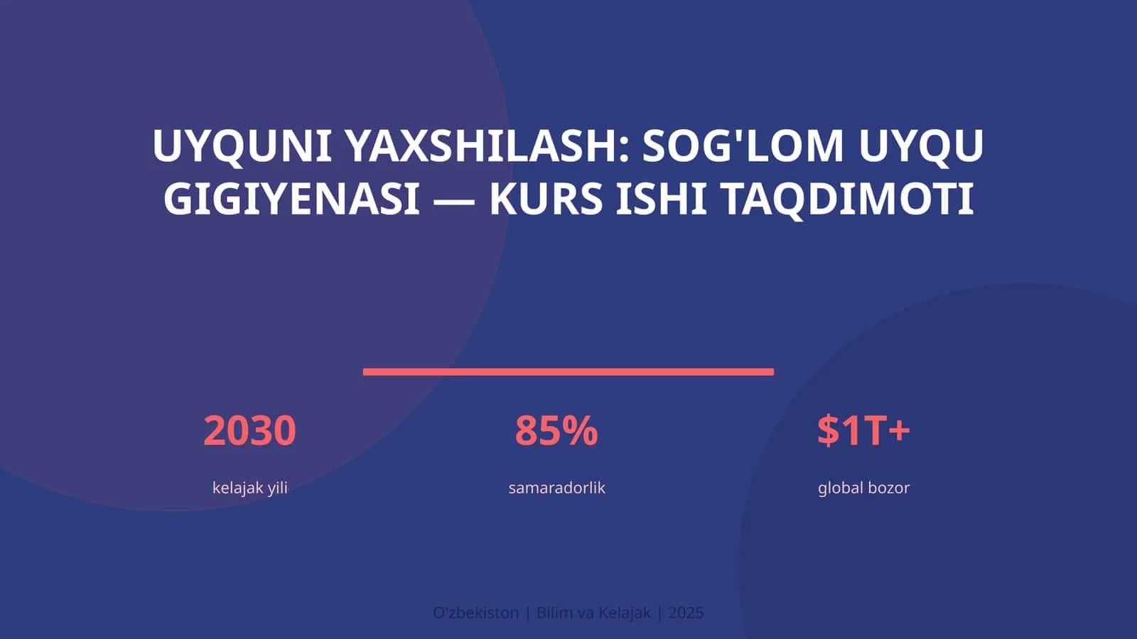 Uyquni yaxshilash: sog'lom uyqu gigiyenasi — kurs ishi taqdimoti