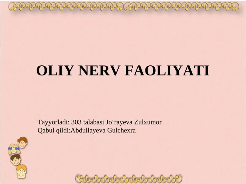 Oliy nerv faoliyati