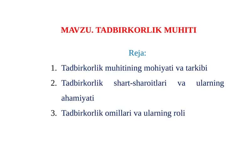 Tadbirkorlik Muhiti