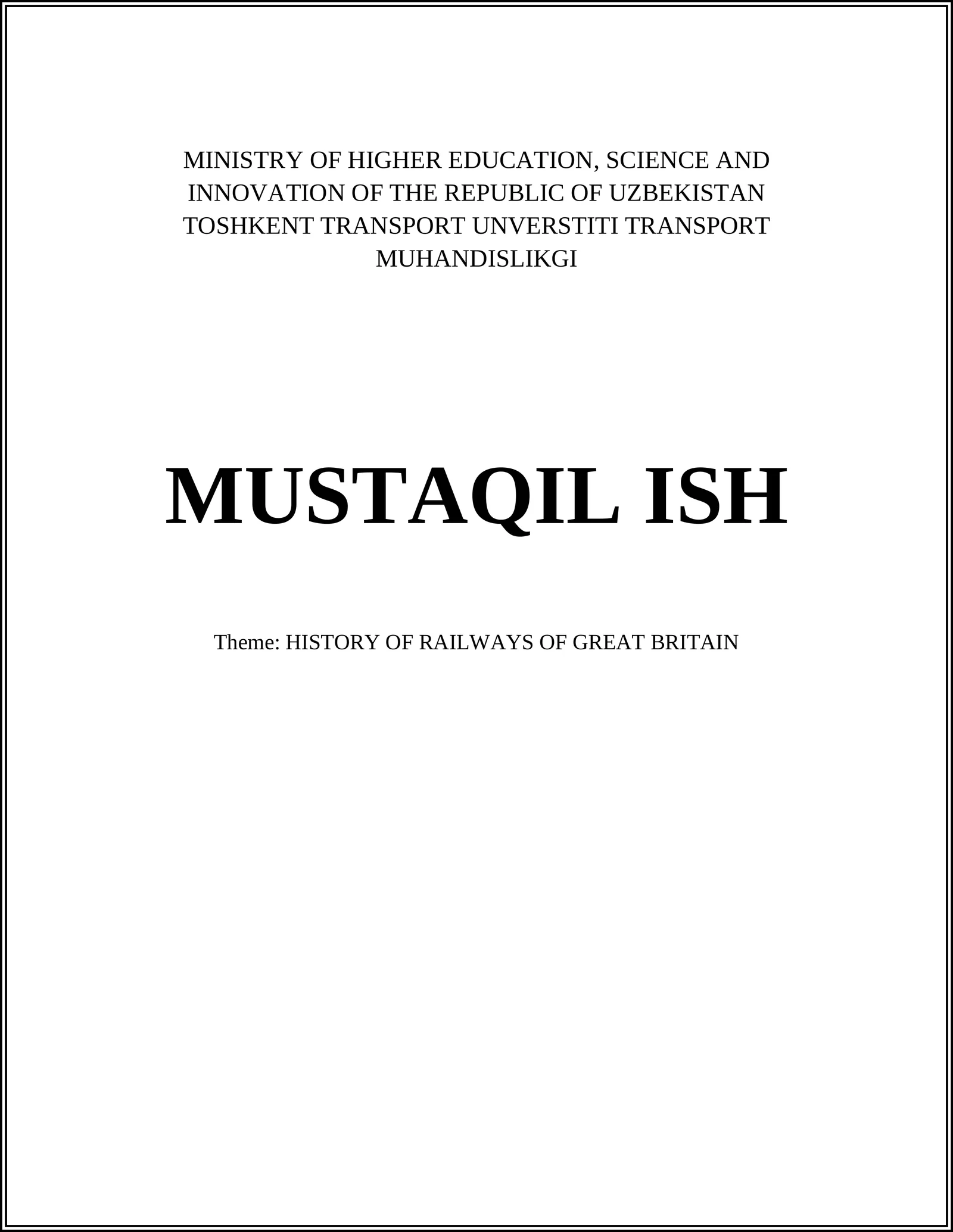 Toshkent Transport Unversiti transport muhandislikgi