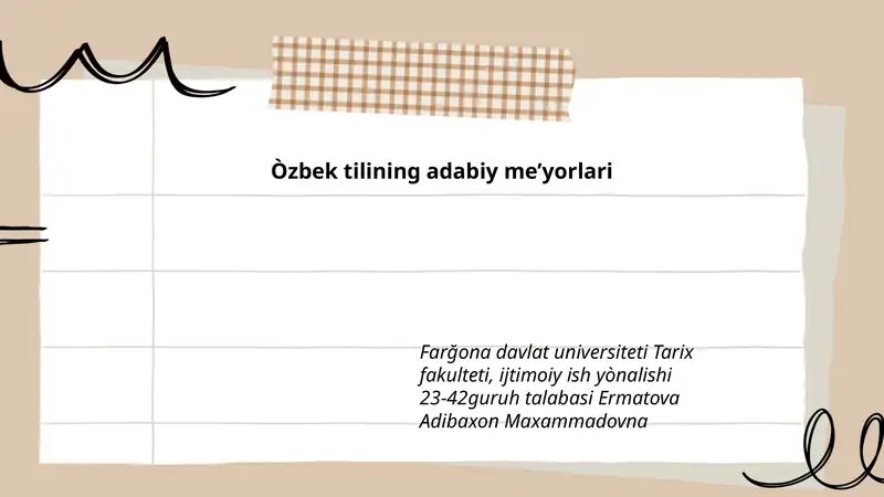 Òzbek tilining adabiy me’yorlari