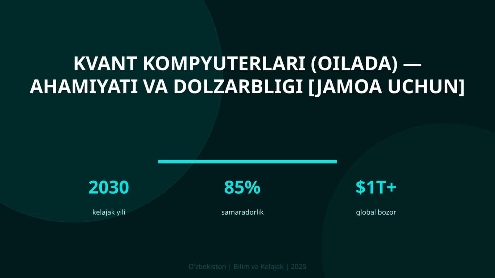 KVANT KOMPYUTERLARI (OILADA) — AHAMIYATI VA DOLZARBLIGI [JAMOA UCHUN]