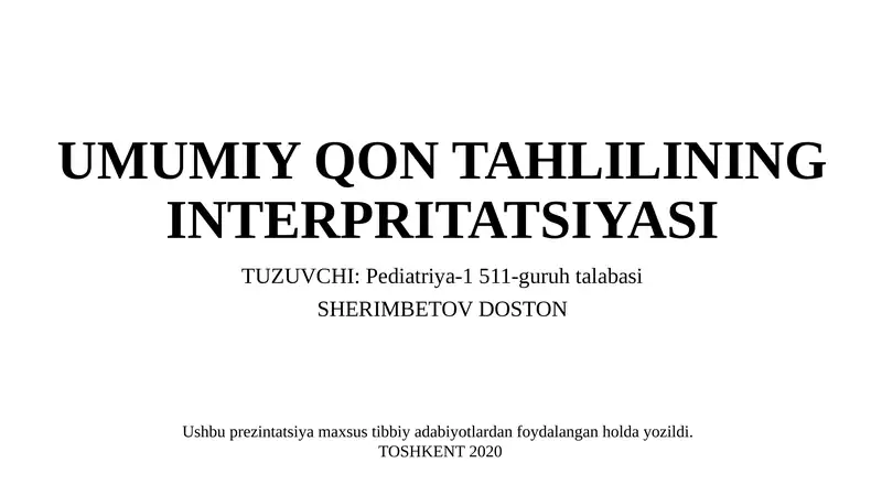 UMUMIY QON TAHLILINING INTERPRETATSIYASI