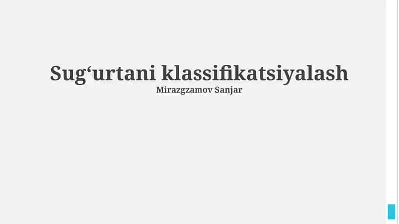 Sug‘urtani klassifikatsiyalash