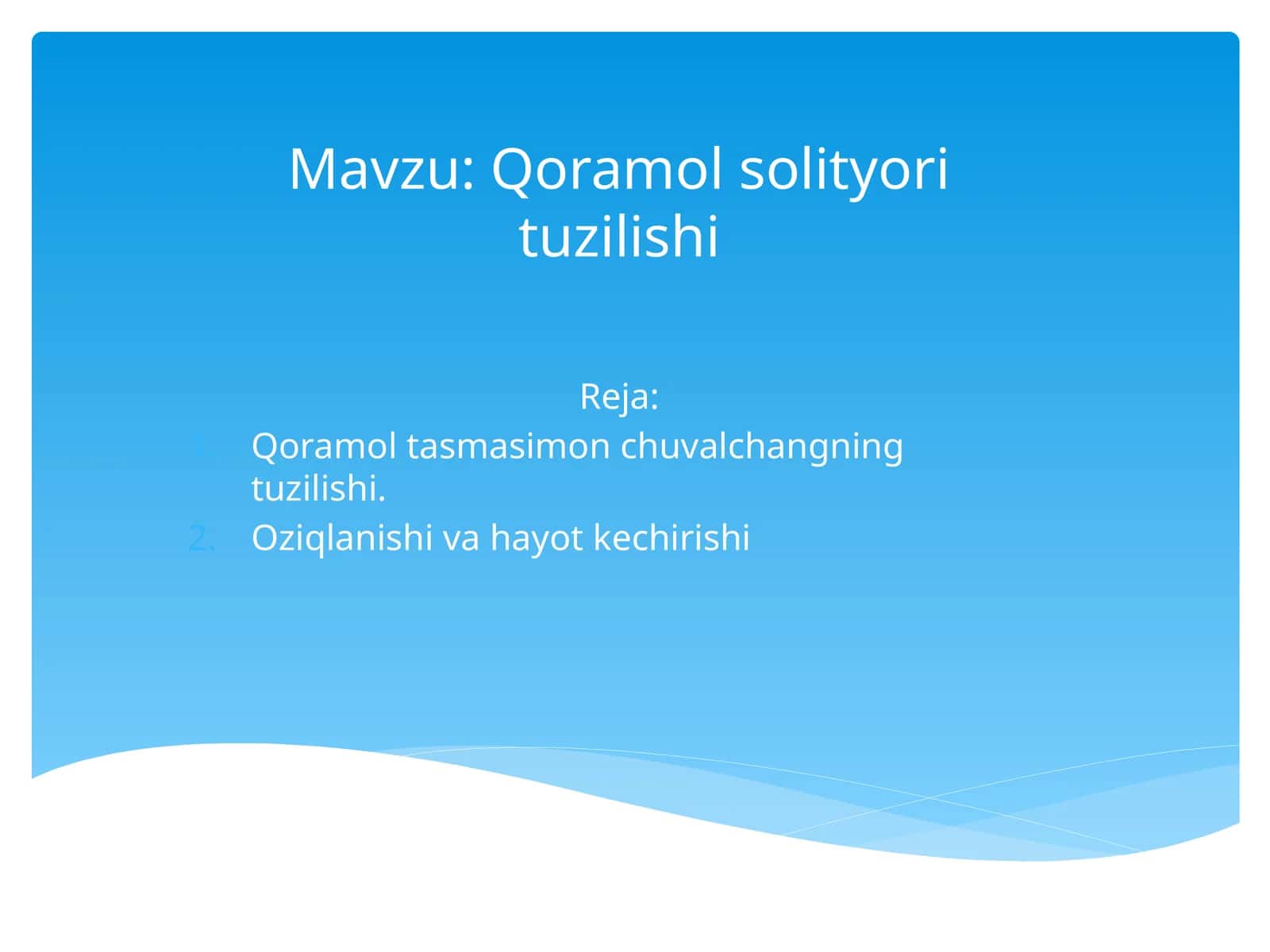 Qoramol solityori tuzilishi
