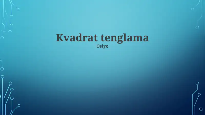 Kvadrat Tenglama