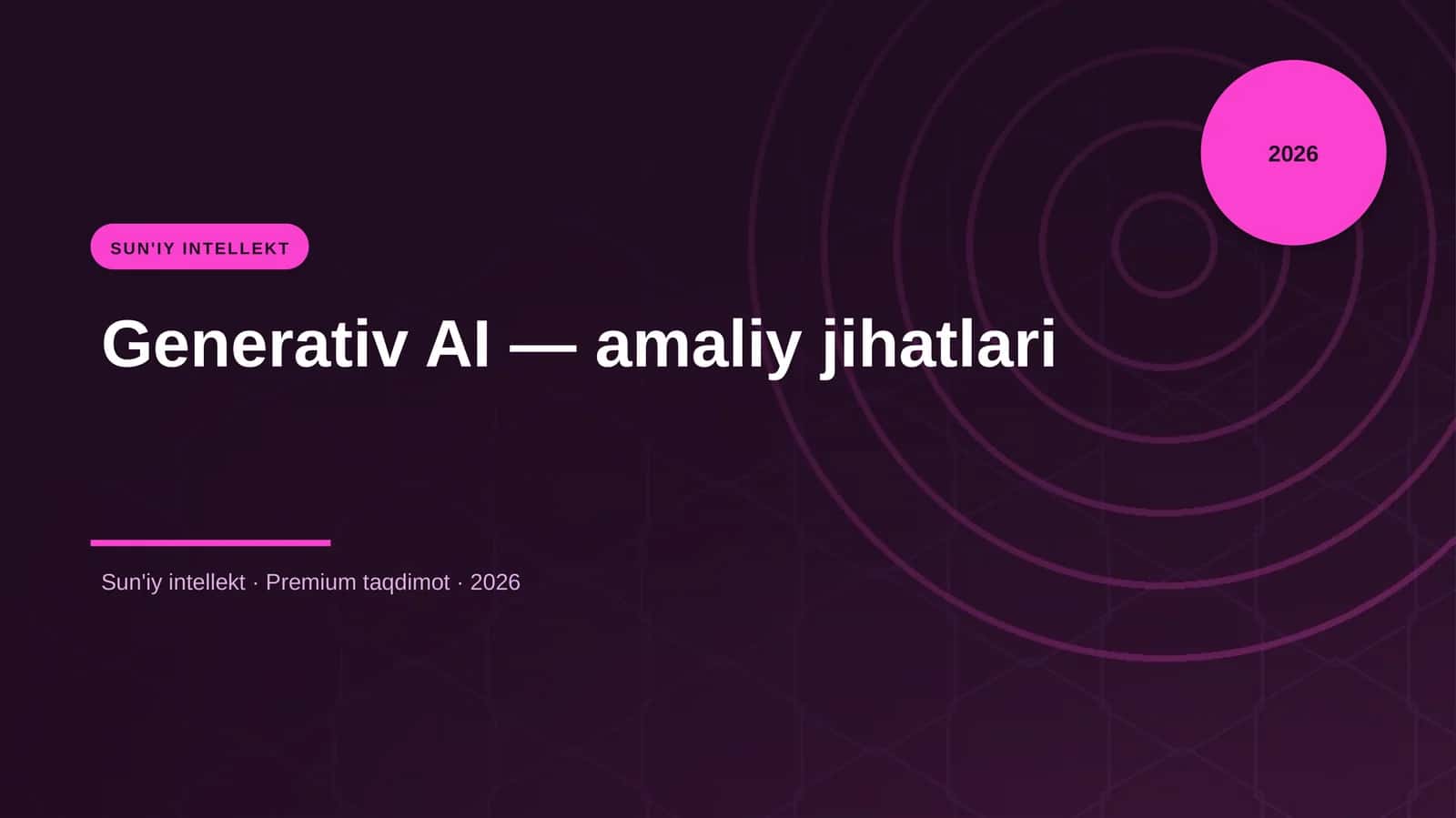 Generativ AI — amaliy jihatlari