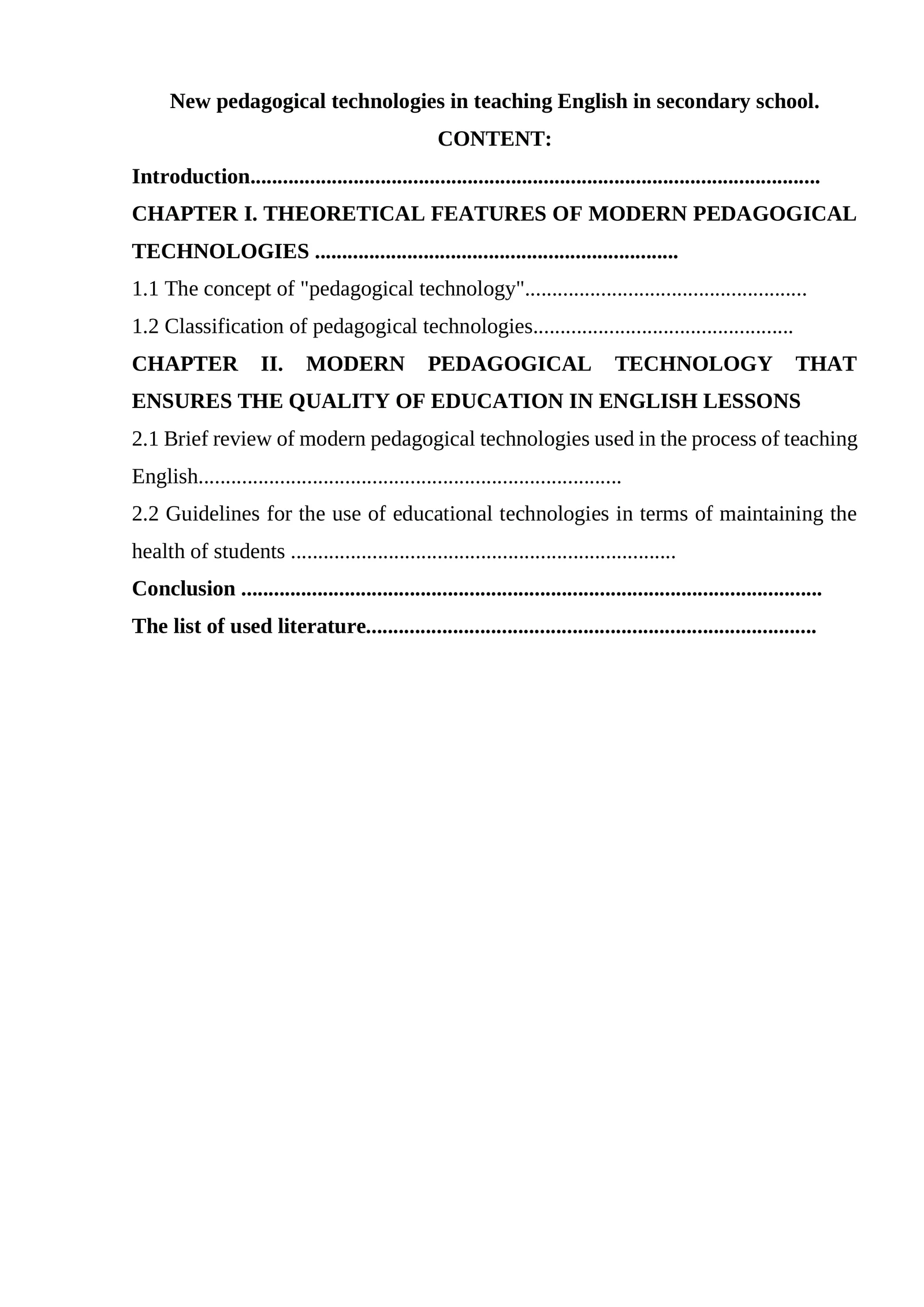 Modern pedagogical technologies in teaching English