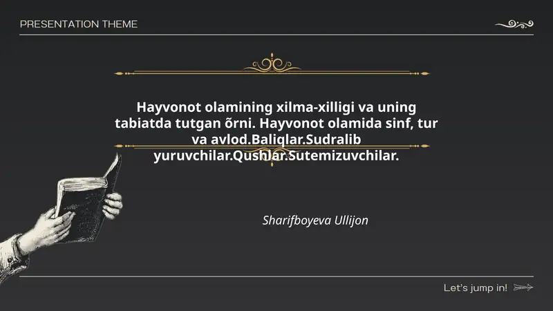 Hayvonot olamining xilma-xilligi va uning tabiatda tutgan õrni