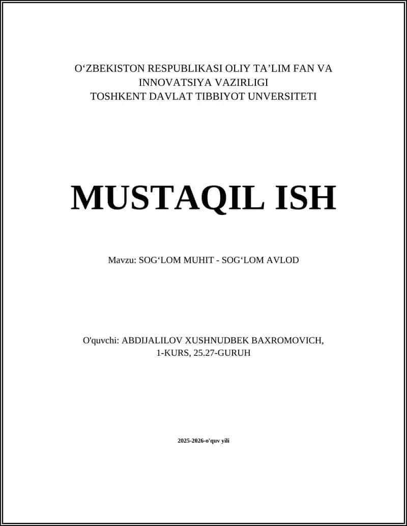 SOG‘LOM MUHIT - SOG‘LOM AVLOD