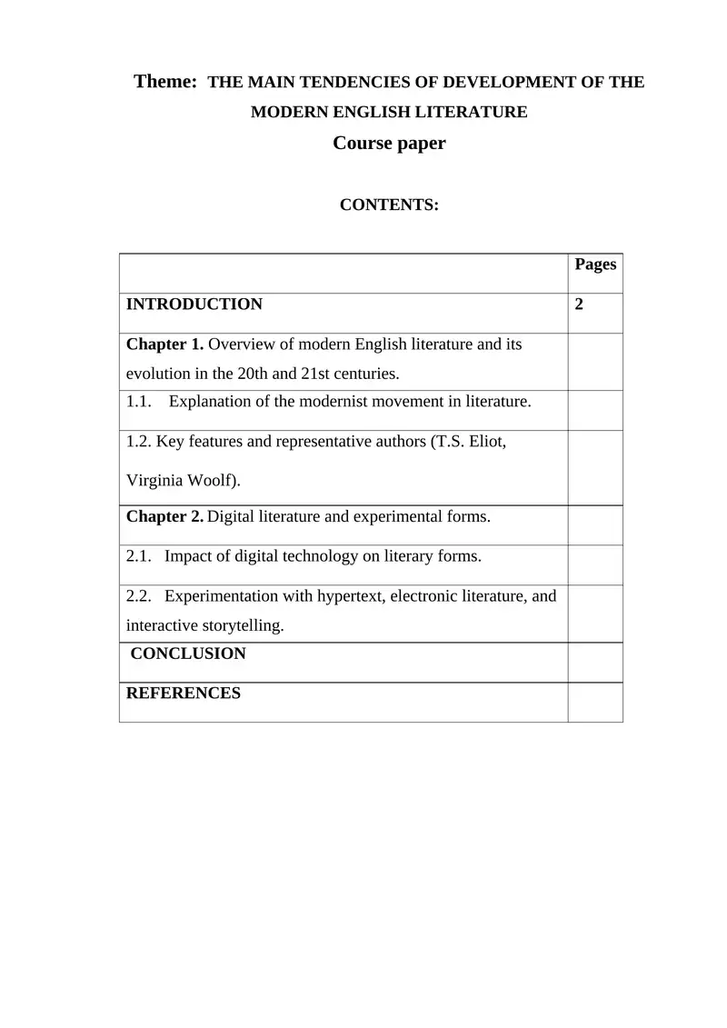 THE MAIN TENDENCIES OF DEVELOPMENT OF THE MODERN ENGLISH LITERATURE