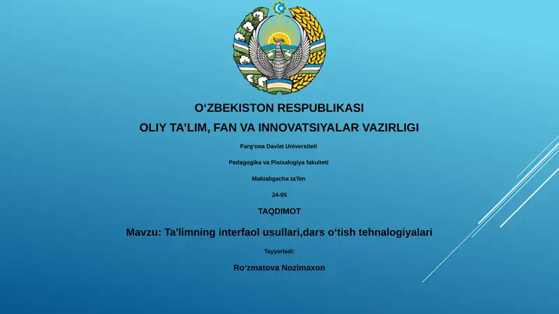 Interfaol Ta'lim Usullari va Texnologiyalari