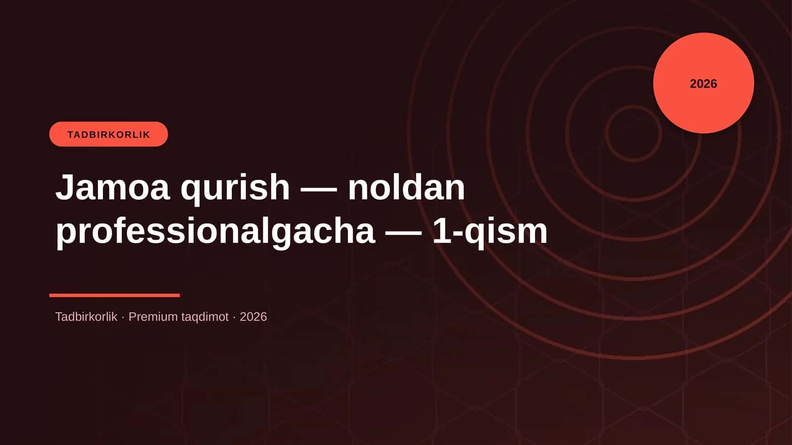 Jamoa qurish — noldan professionalgacha — 1-qism