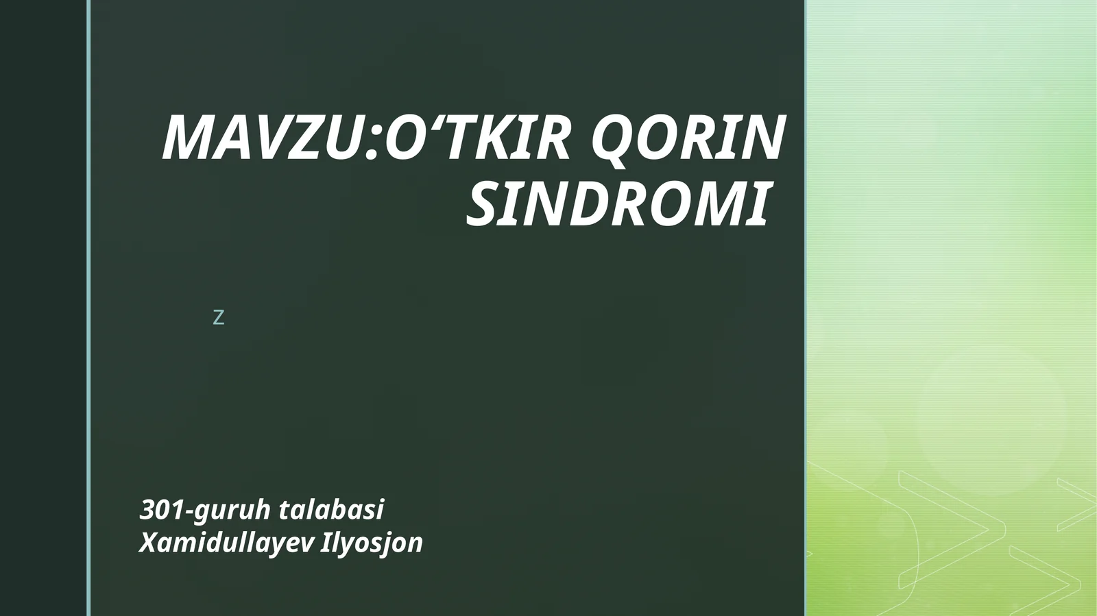 O‘tkir qorin syndrome